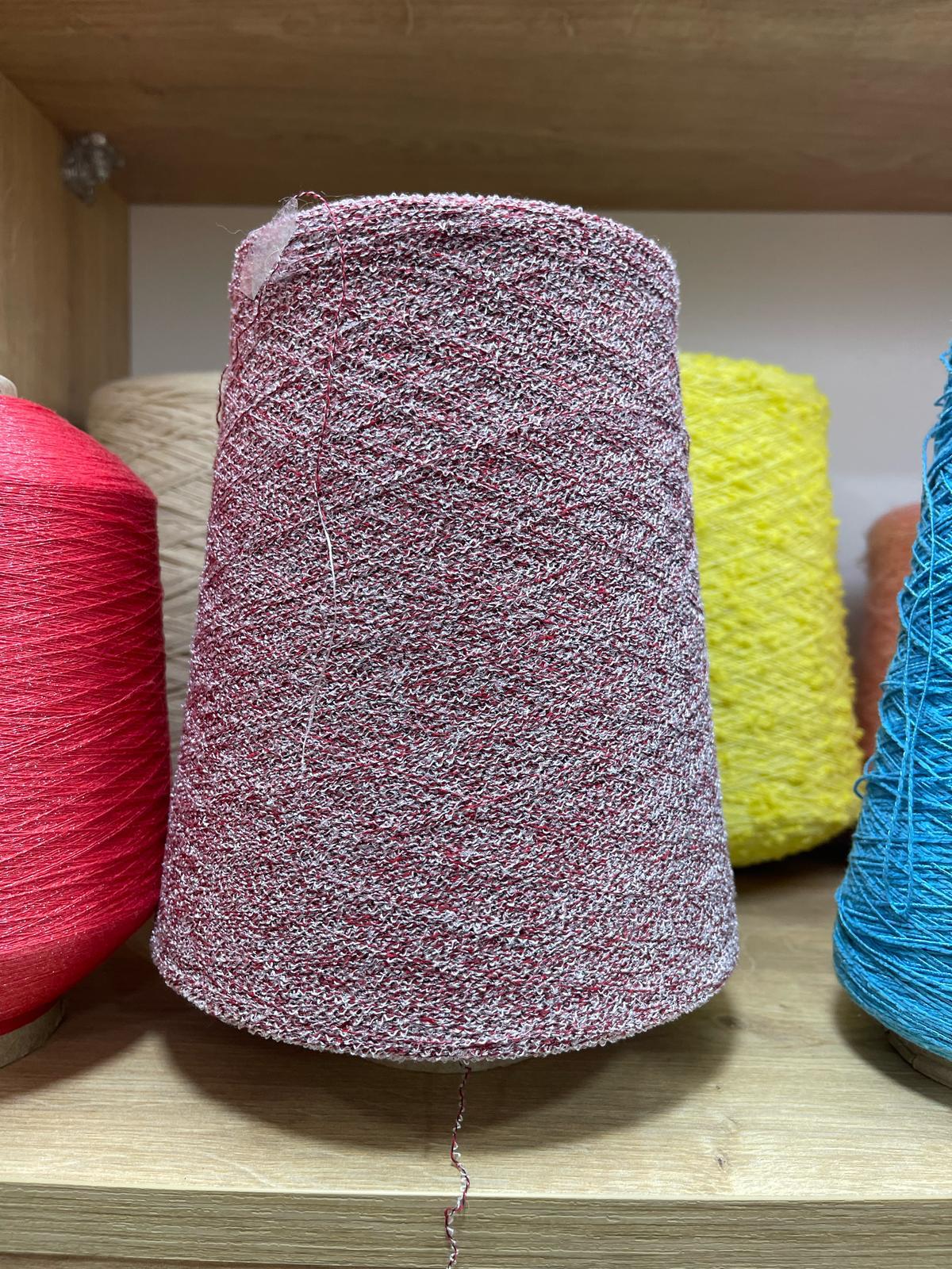 Bordo Beyaz Fantezi İplik